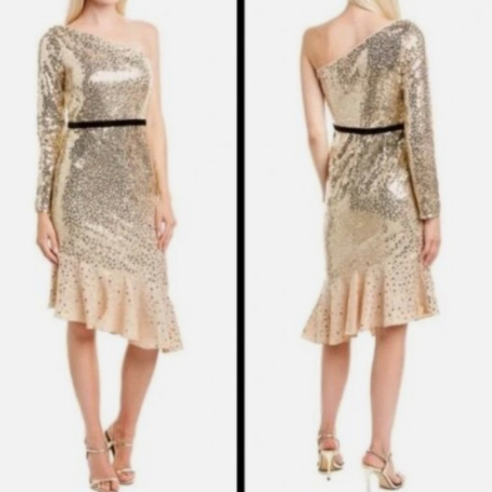 Marchesa Notte‎ Champagne Sequin Gown